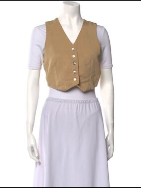 DONNI. Tan Cotton-Blend Cropped Vest